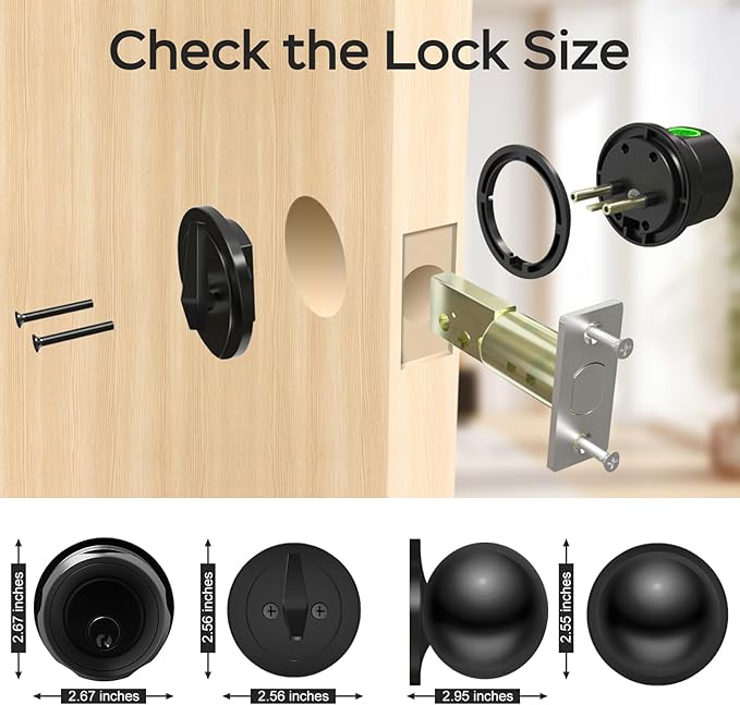 GeekTale Smart Deadbolt, Fingerprint Deadbolt Lock, Fingerprint Door Knob with Lock, Keyless Deadbolt, Keyless Entry Door Lock with App, for Front Door, Garage, Easy Installation