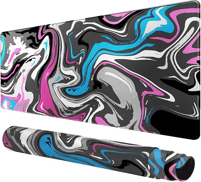 Rcege Large Mouse Pad for Desk - Gaming Mouse Pad with Stitched Edges, Anti-Slip Base for Keyboard and Mouse(Abstract Purple, 31.5L x 15.8W inches)