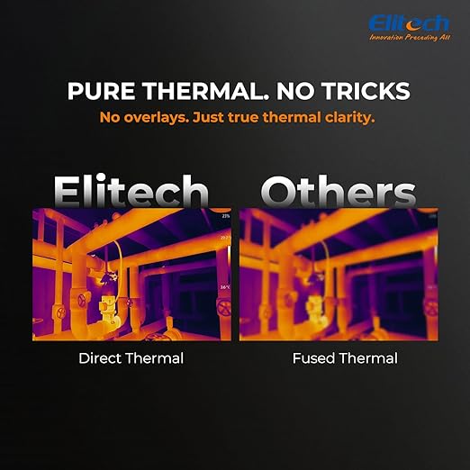 Elitech Thermal Imaging Camera 256 x 192 IR Resolution, Handheld Infrared Imager for Home Inspection & HVAC, Real-Time Video Recording, <40mK Sensitivity, 25Hz Thermal Leak Detector (-4°F to 752°F)