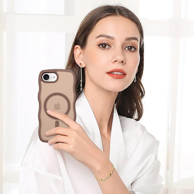 BENTOBEN Magnetic for iPhone 17e Case,Cute Wavy Frame [Compatible with MagSafe] Translucent Matte Anti-Slip Bumper Women Girls Boys Men Shockproof Drop Protective Cover for iPhone 17e,Desert Titanium