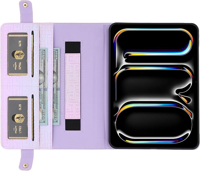 Shiny Case for iPad mini 5/4/3/2/1, Mini 7.9" Handbag Case, Techcircle Iridescent PU Leather Folio Envelope Pocket Stand Cover with Hand Strap+Shoulder Strap+Pencil Holder+Card Slots, Shiny Lilac