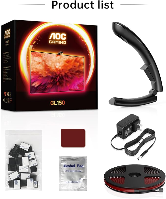 AOC TV Backlight Sync to Screen, Behind TV LED Changing Lighting for 75-85 Inch TVs, RGB LEDs Strip Lights with Sensor for Home Decorations Smart App Control, Movie Game Music & DIY Mode, 18.0FT