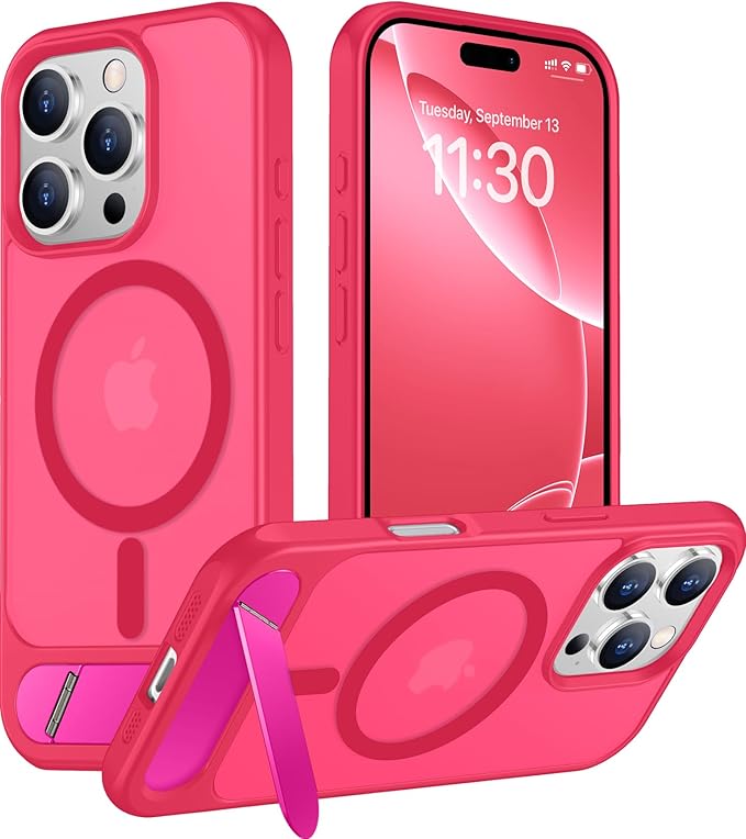 Magnetic Compatible with iPhone 16 Pro Max Case, [Built-in Invisible Kickstand][Compatible with MagSafe][Military Grade Shockproof] Slim Translucent Matte Phone Case for iPhone 16 Pro Max 6.9"