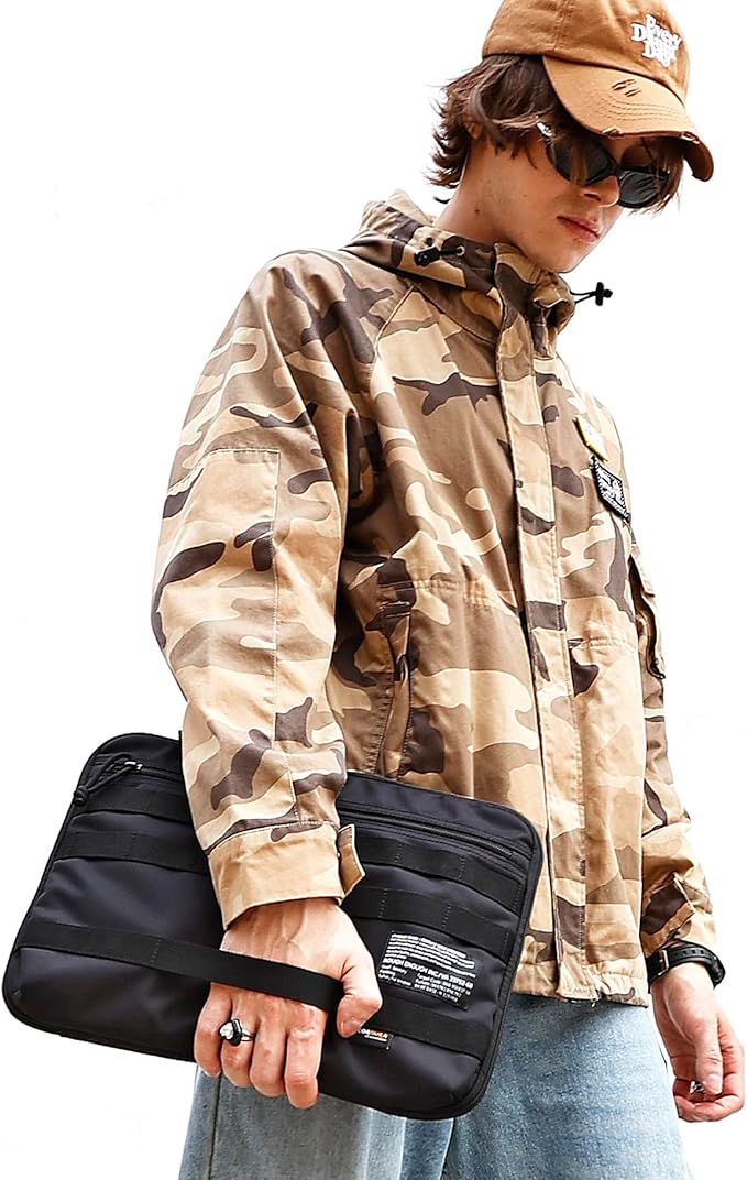 Rough Enough 14 Inch Laptop Case Sleeve Tactical Laptop Bag Briefcase with Tablet Compartment and Accessories Pockets Molle Strap, Water Resistant, Black Cordura