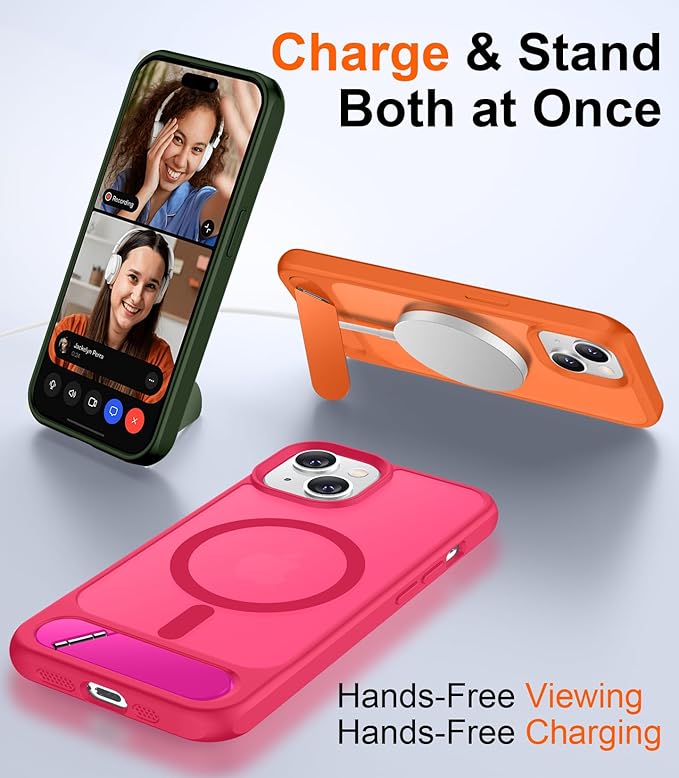 Magnetic Compatible with iPhone 14 Case/iPhone 13 Case,[Built-in Invisible Kickstand][Compatible with MagSafe][Military Grade Shockproof] Slim Translucent Matte Phone Case for iPhone 14/13 6.1"