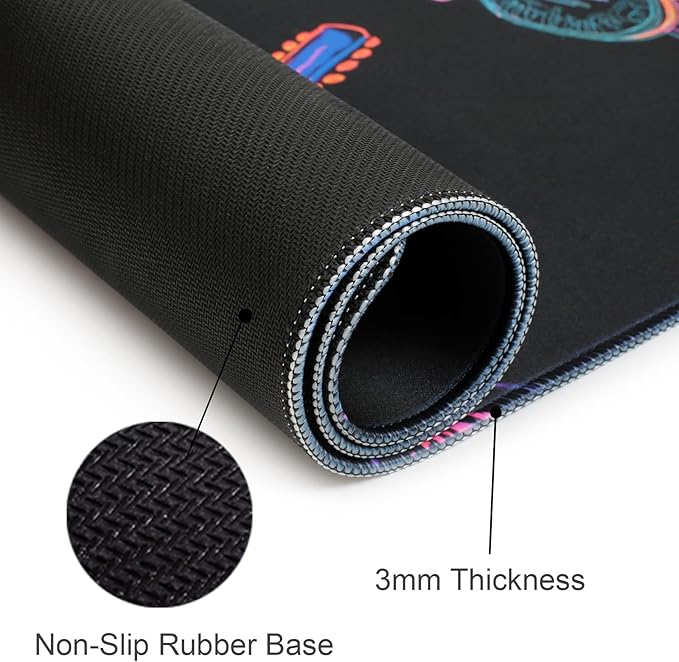 Simpkeely Blacklight Skeleton Playing Guitar Mouse Pad – UV Reactive Neon Art Funny Skull Rock and Roll Gaming Desk Mat, Glow in The Dark Extended Mousepad with Non-Slip Rubber Base – 31.5" x 11.8"
