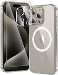 toushion 3 in 1 for iPhone 15 Pro Max Case Clear with MagSafe, Not Yellowing, Screen Protector*1 Camera Lens Protector*1, Military-Grade Protection for iPhone 15 Pro Max Phone Case 6.7 inch Clear