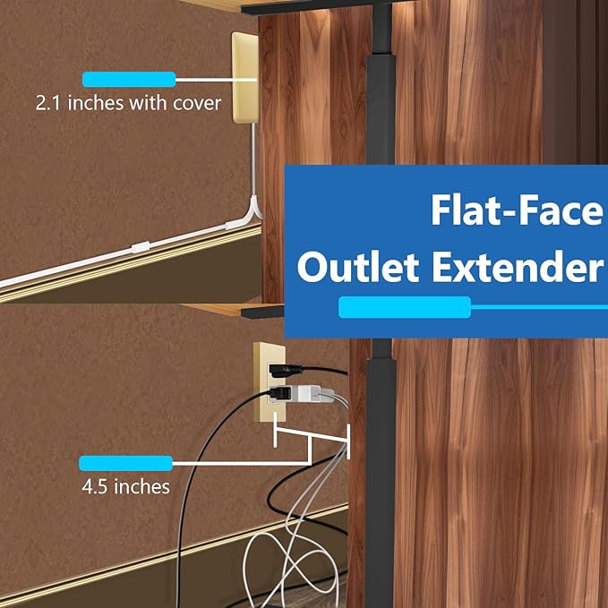 LIDER Outlet Extender with 3 Receptacles, 12W USB Type-A, and USB Type-C, Ultra-Thin Wall Plate Plug with Cord Extender, 3-Outlet Power Strip, Flat-Face, Slim Design, ETL-Listed, 3ft Cord, Gold