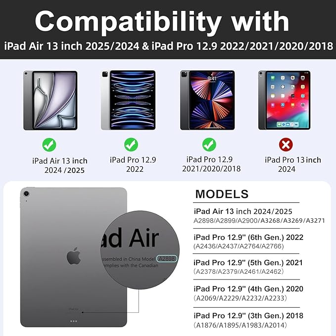 Lokigo for iPad Air 13 Inch Case M3/M2 (2025/2024) Leopard iPad Pro 12.9 Case (6th/5th Gen 2022/2021), Support Touch ID & Pencil Pro/2nd/USB-C, Brown