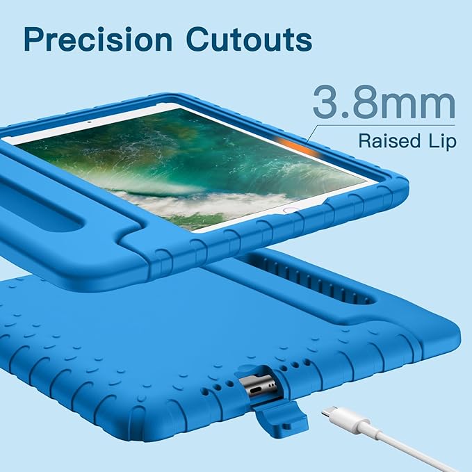 JETech Kids Case for iPad 9.7 Inch (6th/5th Generation, 2018/2017), iPad Air 2/1 9.7 (2nd/1st Gen, 2014/2013) and iPad Pro 9.7 2016, Shockproof Lightweight Tablet Cover with Handle Stand (Blue)
