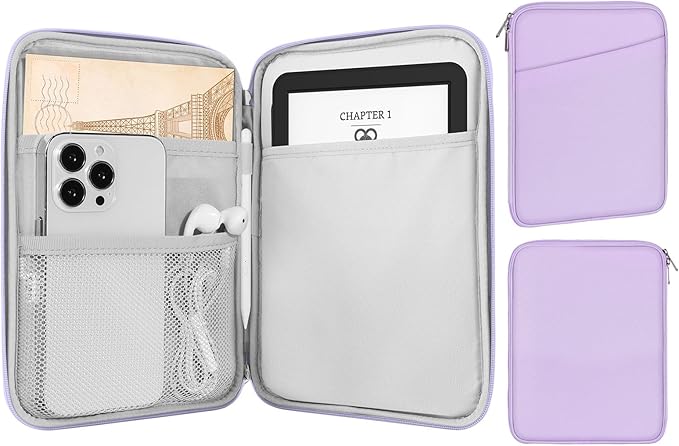 MoKo 6-7" eReader Sleeve Bag for 7" ereader Colorsoft Signature Edition, All-New 6" ereader 11th Gen 2022/10th Gen 2019/8th Gen 2016, 6.8" ereader Paperwhite 11th/10th Gen 2021/2018, Lilac