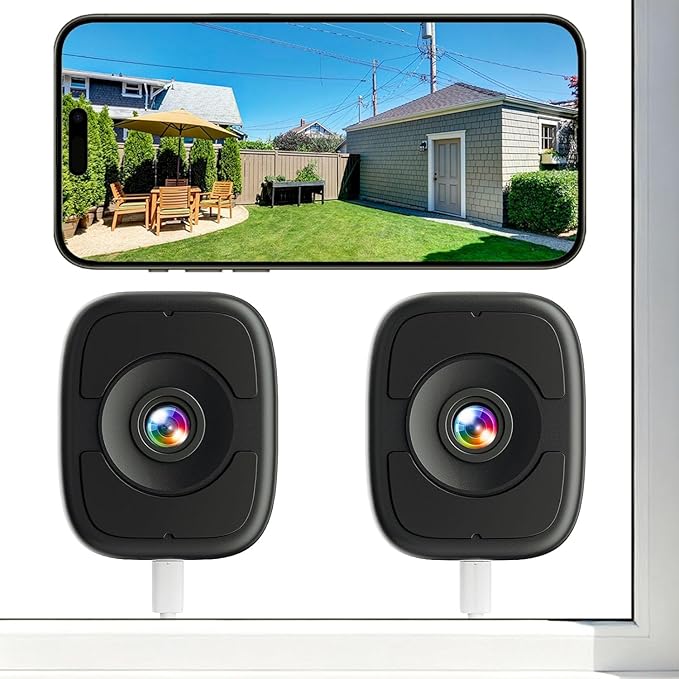 LongPlus 5MP 3K Window Camera, Night Vision Window Cameras for Home Security, 2.4G & 5G WiFi, 24/7 Recording, AI Person & Motion Detection Siren, Two-Way Audio, 60S Easy & Quick Install, 2 Packs