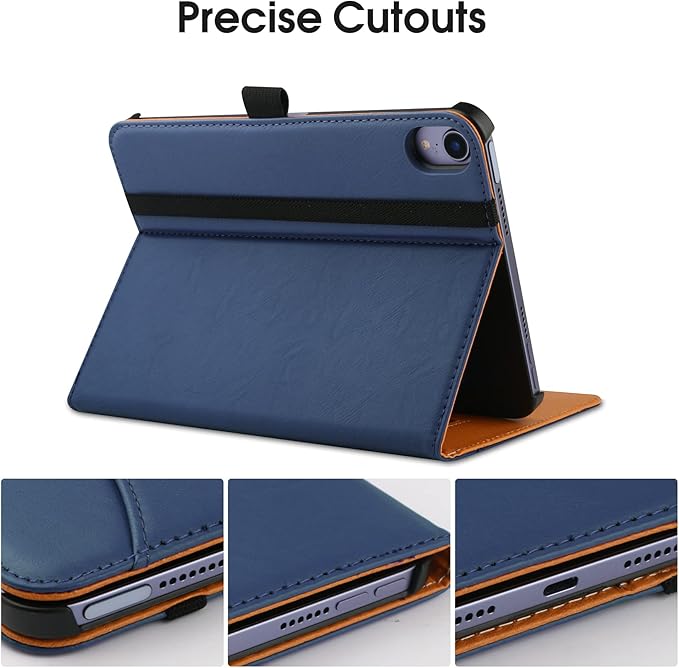 iPad mini 7 Case (A17 Pro) 2024, iPad mini 6 Case 2021, iPad mini 7th/6th Generation Case 8.3 Inch,Premium PU Leather Folio Stand Cover with Pencil Holder and Multi-Viewing Angles（Dark Blue）