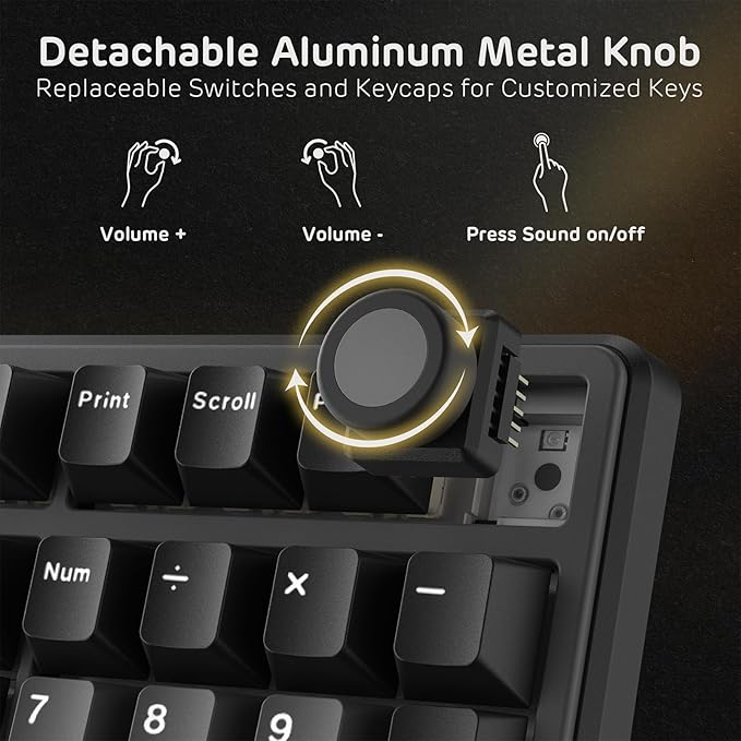 RK ROYAL KLUDGE X104 Full Size Mechanical Keyboard, Wired Creamy Gaming Keyboard with Number Pad and Knob,104 Keys Computer Keyboard Linear Switch,RGB Backlit,Online Software for Wins/Mac