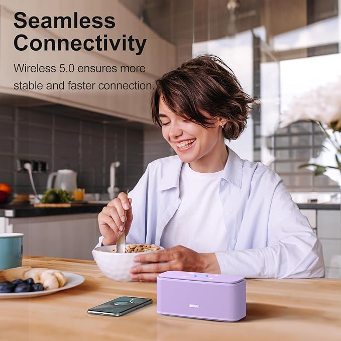 DOSS SoundBox Touch Wireless Bluetooth Speaker-12W HD Sound with Rich Bass, IPX5 Waterproof, 20H Playtime, Handsfree, for Gatherings, Home, Office, Outdoor, Travel-Purple