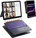 WIWU iPad Pro 13 inch Case with Keyboard M4/M5 2024/2025 Magnetic Detachable 3 in 1 Case Bluetooth Keyboard Adjustable Stand 7 Colors Backlit Keys with Trackpad (Black, iPad Pro 13"(M4/M5 2024/2025))