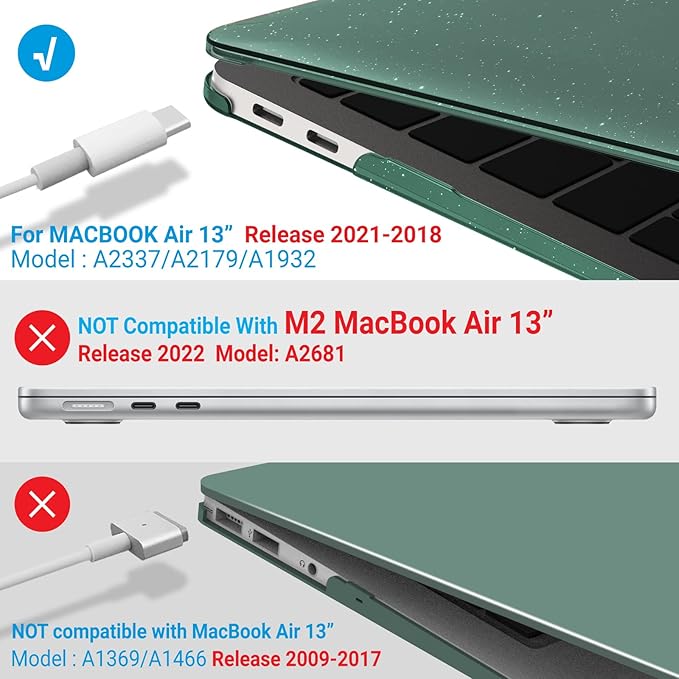 IBENZER Compatible with New MacBook Air 13 inch Case 2022 2021 2020 M1 A2337 A2179 A1932, Plastic Hard Shell Case with Keyboard Cover for Mac Retina Display with Touch ID, Star MTGN, AT13-S-MTGN+1