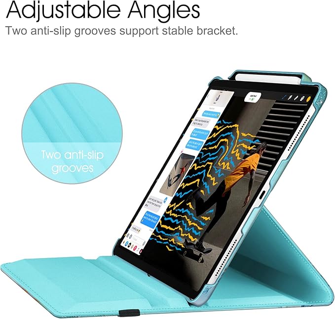Fintie Rotating Case for iPad Pro 12.9-inch 6th Generation 2022-360 Degree Swiveling Protective Cover with Pencil Holder, Auto Sleep/Wake, Also Fit iPad Pro 12.9" 5th/4th/3rd Gen, Emerald Marble