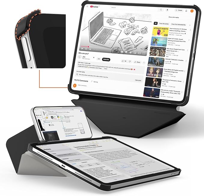 MOFT Dynamic Folio Case for iPad mini 7th A17 Pro 2024 & iPad mini 6th A15 2021-[Reinforced Corner Protection] Stable Slim Magnetic Stand with 20+ Viewing Angles, Misty Cove x Jet Black
