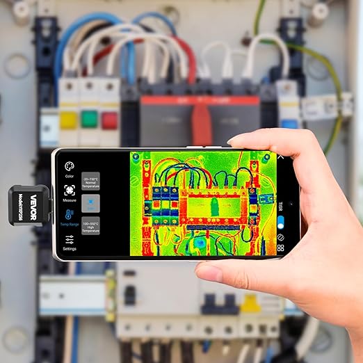 VEVOR 2025 Upgraded Thermal Imaging Camera for Android, 512 x 384 TISR Super Resolution, 25HZ Refresh Rate Infrared Thermal Imager for Smartphone Tablet, 256 x 192 IR Resolution,15 Color Palettes