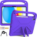 for iPad A16 Case 11th Generation 2025 11 Inch, iPad 10th Generation 10.9" 2022 Case, Kids Friendly Lighweight EVA Foam Shoulder Strap Shockproof Stand Cover for Girls Boys, Purple