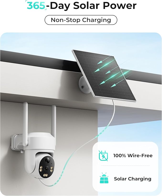 LIWAN 4G LTE Cellular Security Camera Wireless, No WiFi Security Camera Outdoor, Solar Powered, Built-in SIM Card, 2K Color Night Vision, 360° PTZ, PIR Motion Detection, IP66 for Off Grid, 2 Pack