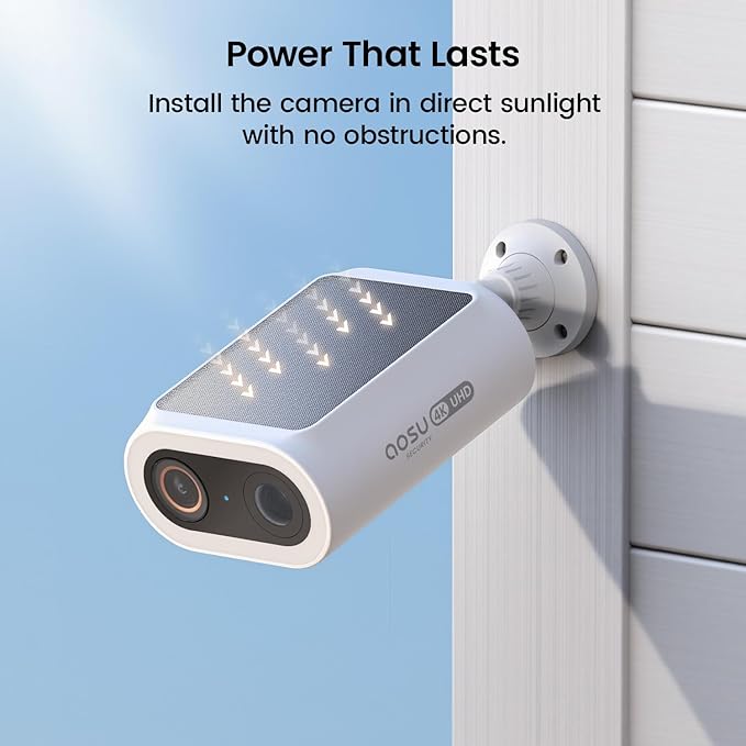 aosu Solar Security Cameras Wireless Outdoor, 2Mins DIY Installation 2K Color Night Vision Cameras for Home Security, Compatible aosuBase Only