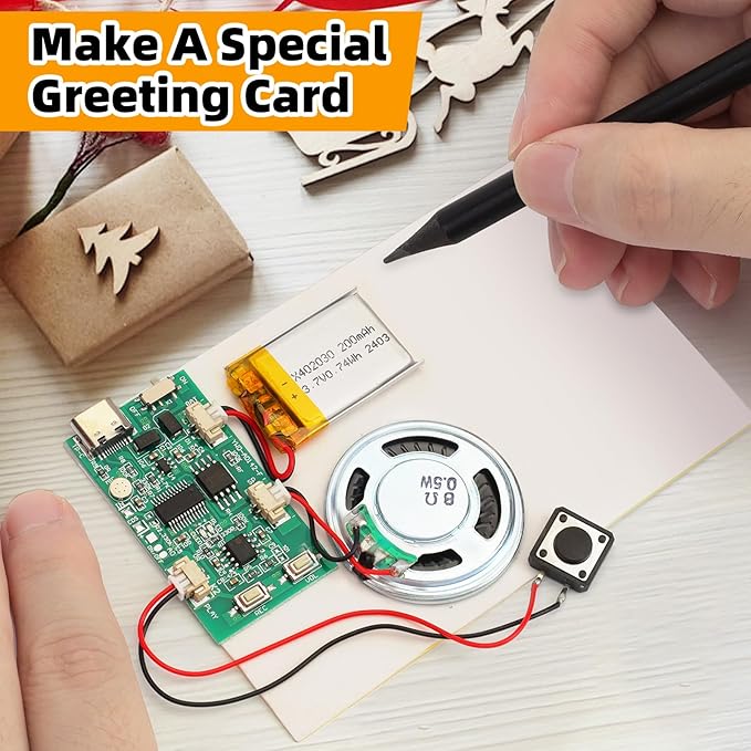 5PCS Programmable Sound Recorder Module - DIY Music Voice Recording Module Chip with Speaker, Can Recording 16 Minutes Sound Music for Personalized Greetings, Holiday Crafts Cards