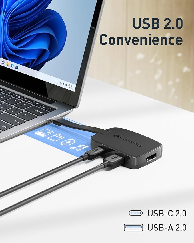 Cable Matters 4K@240Hz USB C Hub DisplayPort 1.4 with 100W Charging, Support 8K@60Hz, HDR(Foldable USB C to DisplayPort Hub) Compatible with Thunderbolt 4, MacBook, XPS, iPad Pro, iPhone 16/15 Pro