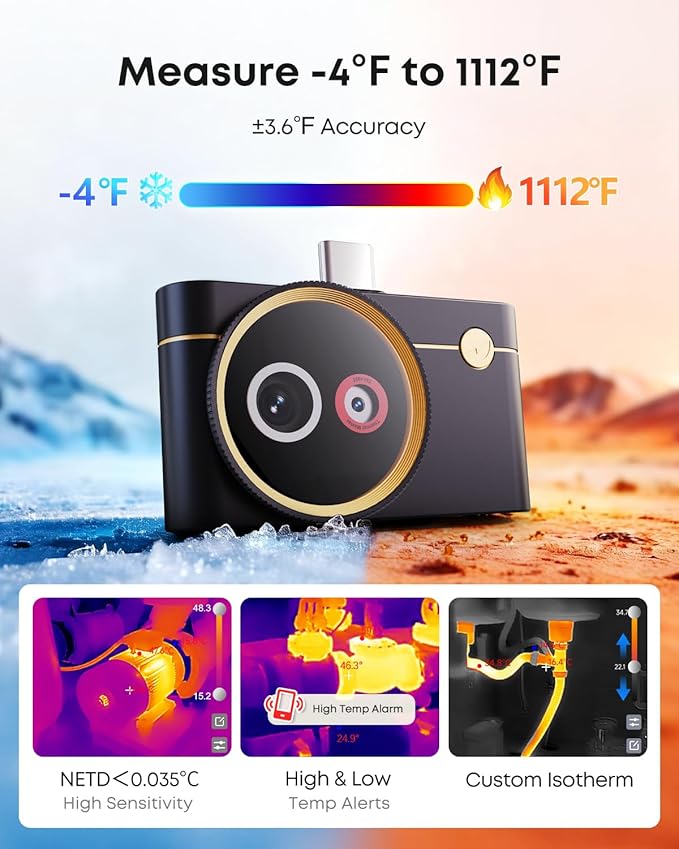 Thermal Master P4 Dual-Lens Thermal Camera for Android, Thermal Imaging Camera with IR Eraser, 512×384 X³ IR Resolution, 15× Digital Zoom, -4℉~1112℉, 0.035℃ Sensitivity (Android)