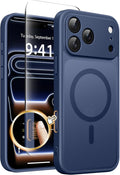 CAPRARO Magnetic for iPhone 17 Pro Max Case, Upgraded [Full Camera Protection] [Compatible with MagSafe] Protective Translucent Matte Women Girl Phone Case Cover, Deep Blue