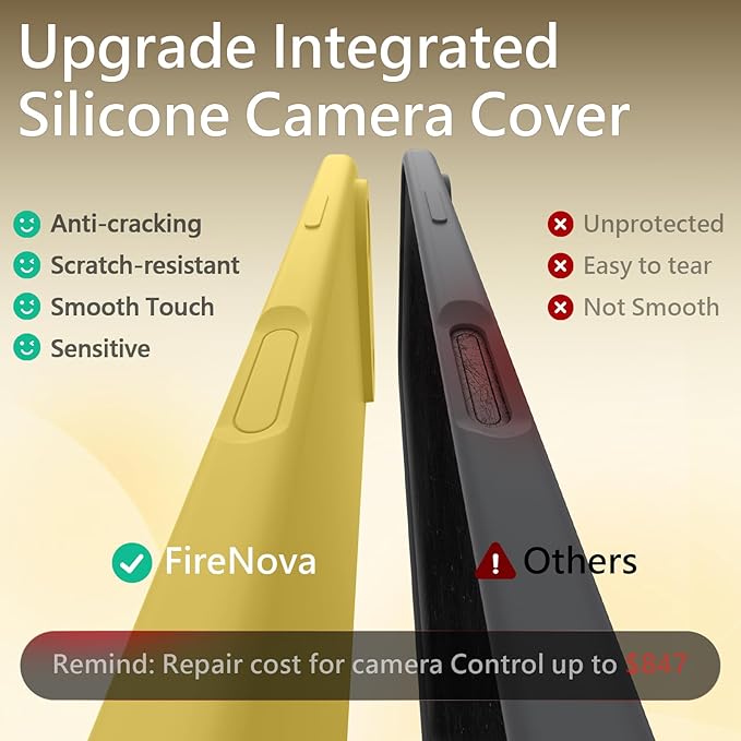 FireNova Magnetic for iPhone Air Case, Compatible with MagSafe, [Integrated Silicone Camera Control Button] [Camera Protection] Microfiber Lining Phone Case for iPhone 17 Air, 6.5", Yellow
