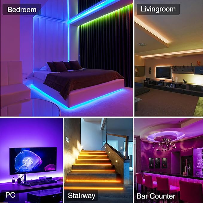 3mm COB Strip Light, DC 12V Ice Blue 16.4ft Flexible Cuttable Ultra-Thin LED Tape CRI>90 Uniform Dotless 400LEDs/M LED Light for Christmas Bedroom Home Kitchen Cabinet Decor (NO Power Supply)