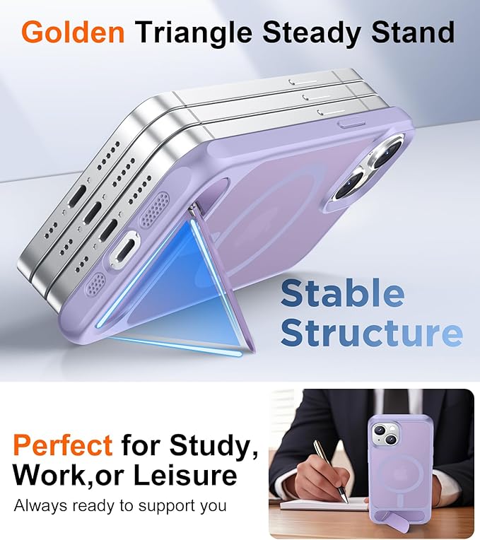 Magnetic Compatible with iPhone 14 Case/iPhone 13 Case,[Built-in Invisible Kickstand][Compatible with MagSafe][Military Grade Shockproof] Slim Translucent Matte Phone Case for iPhone 14/13 6.1"