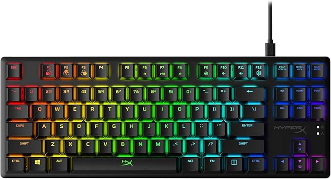 HyperX Alloy Origins Core - Tenkeyless Mechanical Gaming Keyboard, Software Controlled Light & Macro Customization, Compact Form Factor, RGB LED Backlit, Tactile HyperX Aqua Switch,Black