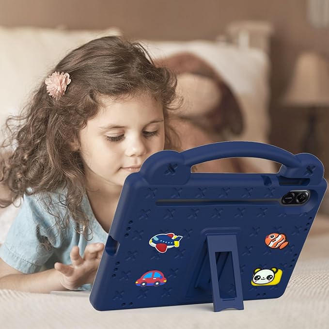AKABEILA Compatible with Honor Pad X8a 2024/Pad X9 11 inch 2024/Infinix Xpad 11 inch X1101 2024 Tablet Case, Kids Shockproof Protective Case with Shoulder Strap & Stand Handle Navy Blue