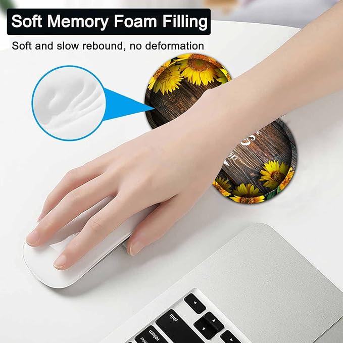 Large Gaming Mouse Pad, 31.5x11.8 in Extended Computer Mouse Mat with Non-Slip PU Base, Ergonomic Memory Foam Keyboard Wrist Rest, for Work & Gaming, Sunflower Chaos Coordinator Office Desk Pad