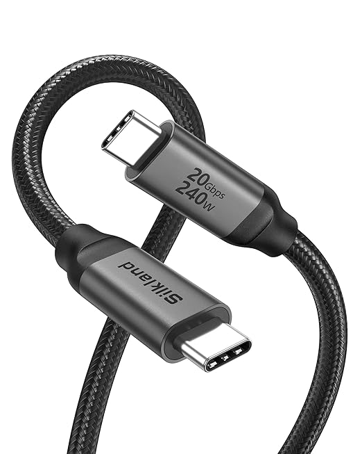 Silkland USB C Monitor Display Cable 5FT [4K@144Hz/60Hz 8K@30Hz], USB C 3.2 Gen 2x2 Video Cable, 20Gbps Data Transfer, 240W PD Fast Charge, Compatible with iPhone 17, MacBook Pro, iPad