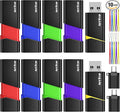 AreTop 8GB Flash Drive 10 Pack with Type C Adapter, Retractable USB 2.0 Thumb Drive USB Drive for Date Storage, Multicolor Jump Drive with LED Indicator, 8GB 10 Pack (Red, Green, Blue, Purple, Yellow)