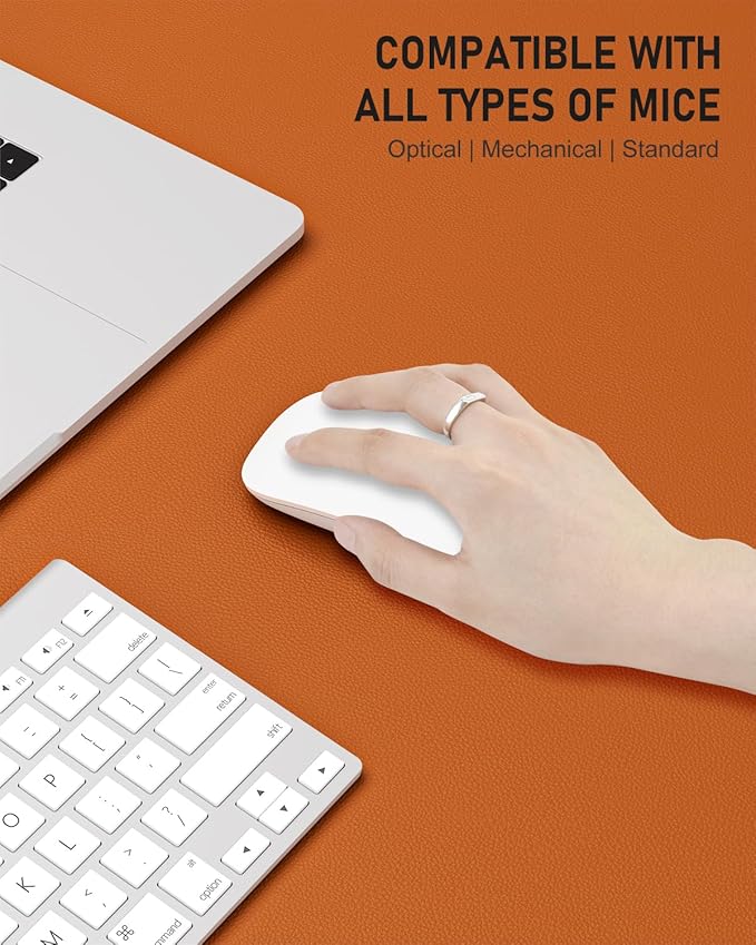 Desk Pad, 23.6" x 13.8" PU Leather Non-Slip Desk Mat Large Mouse Pad for Desktop, Waterproof Laptop Computer Writing Mat for Office, Home, Work, Gaming, Earthy Yellow