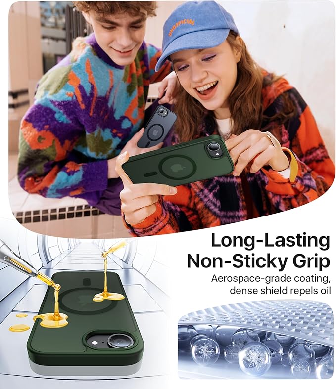 Eastinbox Magnetic Shockproof for iPhone 17e & iPhone 16e Case [Compatible with MagSafe] [Military-Grade Protection] Anti-Yellowing, Matte Protective Phone Case for iPhone 17 e/16 e 6.1", Green