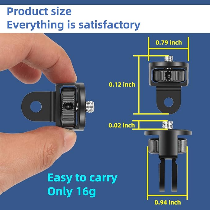 Camera Tripod Mount for Gopro Adapter, 360° Adjustment 1/4-20 Screw Conversion Adapter for GoPro Hero12, Insta360 ACE Pro ONE X4 X3, X2, Go 2, Xiaomi Yi and DJI OSMO Other Action Cameras