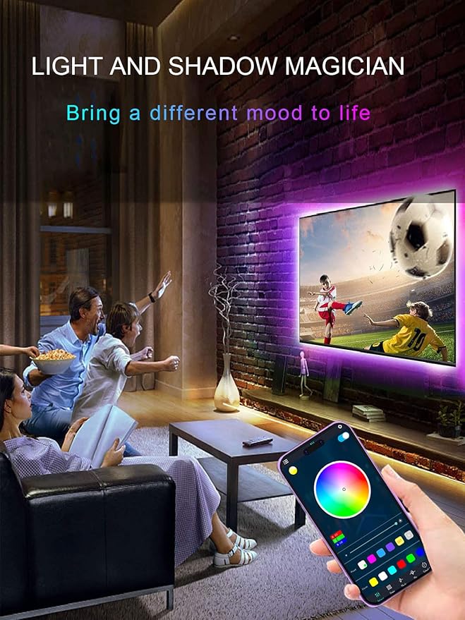 KANTUTOE LED Lights for TV, 16.4ft LED Lights for 45-75 Inch TVs, RGB TV Backlight Behind, Music Sync Bluetooth APP & Remote Control Strip Lights USB Powered for Bedroom, Gaming, Home Décor