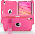 ZoneFoker Case for iPad mini A17 Pro, for iPad mini 7th/6th Generation Case 8.3 inch 2024/2021 with Pencil Holder/Stand, Slim Cover for i Pad Mini 7/6 (Translucent Glitter Hot Pink)