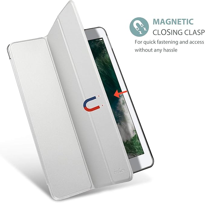 ProCase Smart Case for iPad 9.7 Inch iPad 6th/5th Generation 2018 2017(Model: A1893 A1954 A1822 A1823), Ultra Slim Lightweight Stand Cover with Translucent Frosted Back -Silver