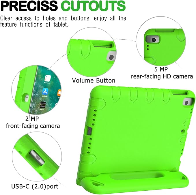 AVAWO Kids Case for iPad 9.7 2017/2018 & iPad Air 2 with Built-in Screen Protector - Light Weight Shock Proof Convertible Handle Stand Friendly Kids Cover for 9.7 iPad 5th & 6th Gen - Green
