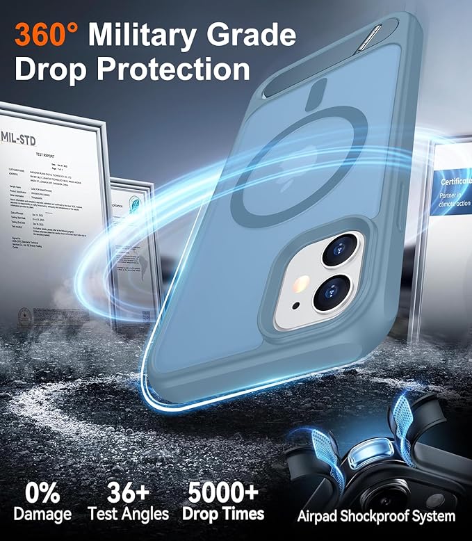 Magnetic Compatible with iPhone 11 Phone Case, [Built-in Invisible Kickstand][Compatible with MagSafe] [Military Grade Shockproof] Slim Translucent Matte Phone Case for iPhone 11 6.1"