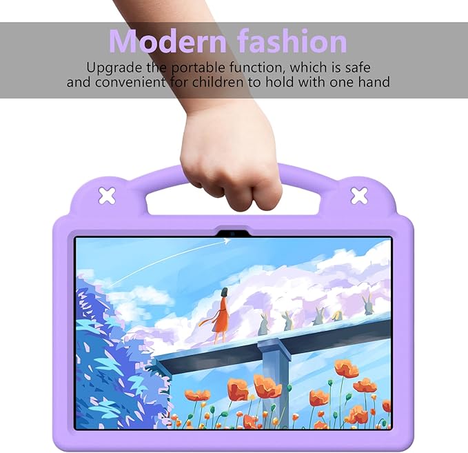 AKABEILA Compatible with Honor Pad X8a 2024/Pad X9 11 inch 2024/Infinix Xpad 11 inch X1101 2024 Tablet Case, Kids Shockproof Protective Case with Shoulder Strap & Stand Handle Light Purple