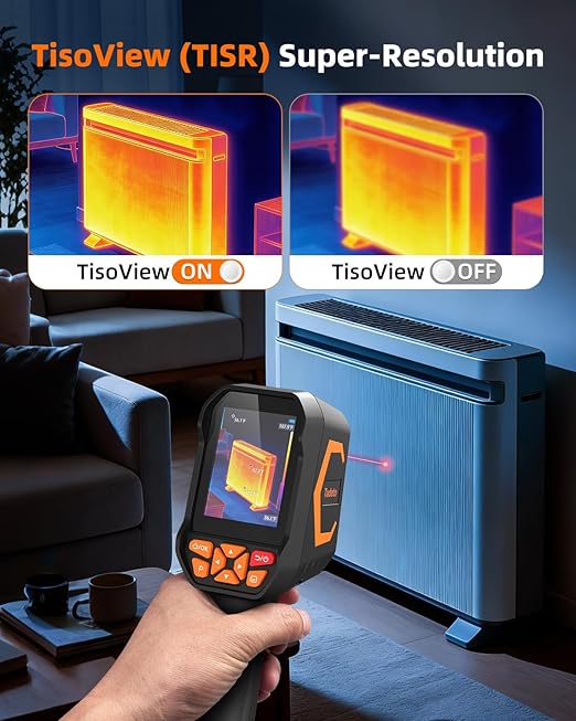 Tadeto Infrared Thermal Camera, Thermal Imaging Camera with Laser Pointer, 256*192 TISR Resolution IR Camera with 320*240 LCD Screen and 9 Thermal Palettes for Electrical/AC/HVAC/Pet/Home Inspection