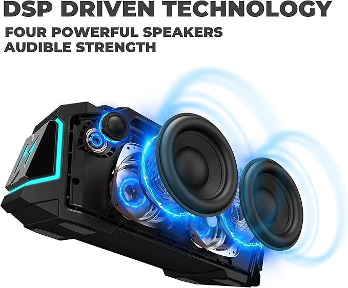 Musibaby Bluetooth Speaker,80W Portable Bluetooth Speaker with Deep Bass,Loud Stereo Sound,IPX6 Waterproof,24H+ Playtime,USB/TF/AUX,Dual Pairing Party Speaker for Outdoor,Beach,Patio (Black)